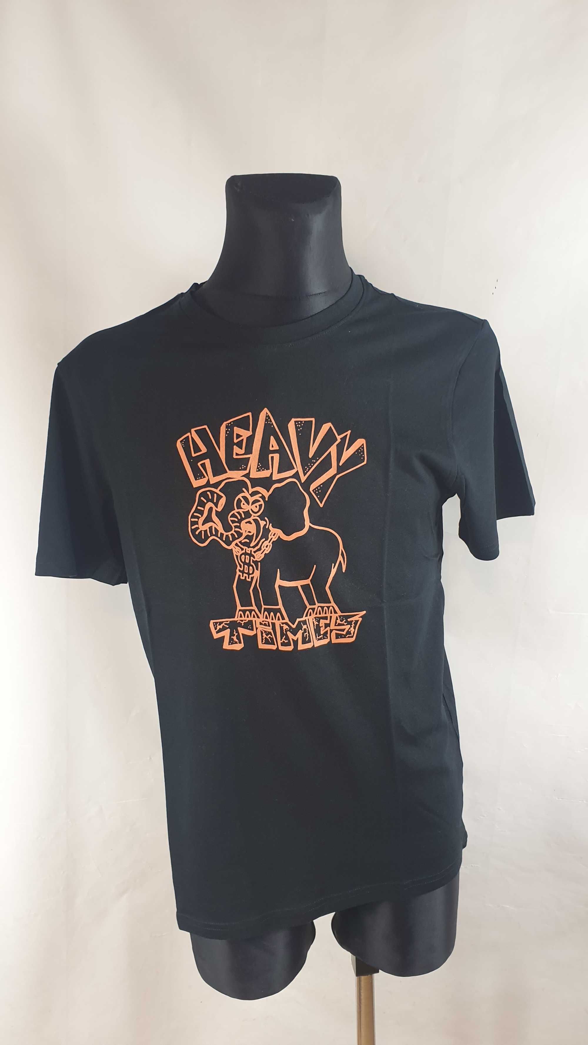 T-shirt męski okrągły dekolt rozmiar M czarny