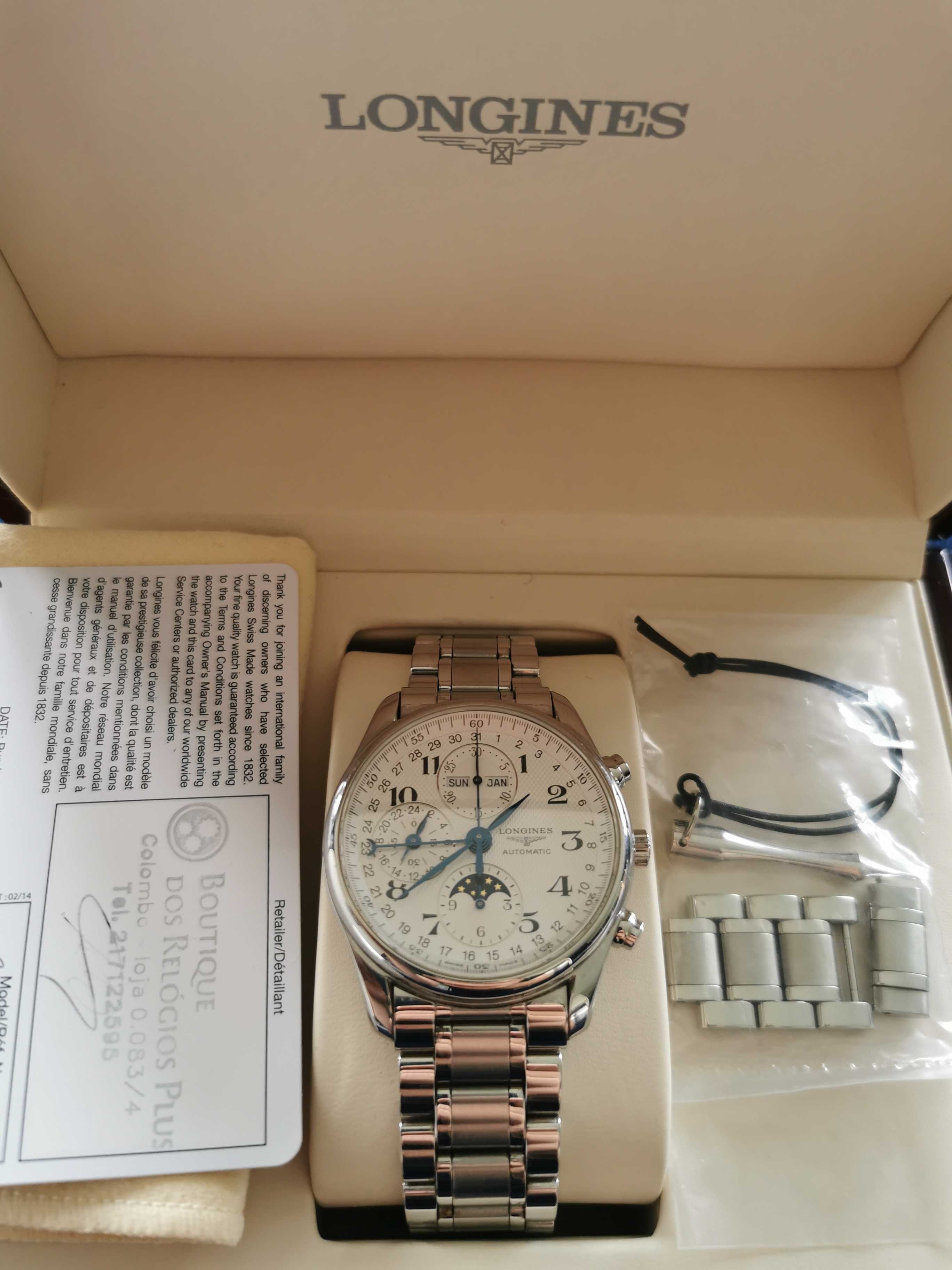 Relógio Longines Master Collection (Cronógrafo, Fases da Lua)