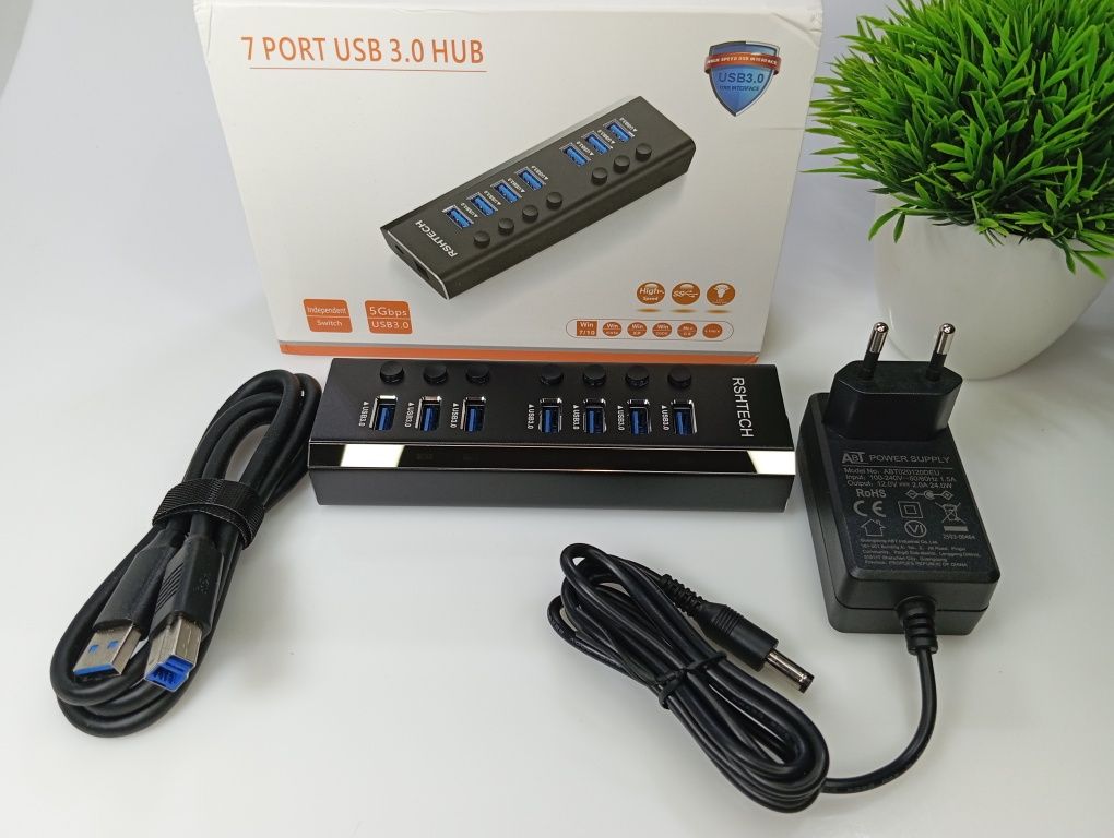 ‼️USB хаб RSHTECH USB 3.0 7/10/13/16 портів з блоком живлення hub‼️
