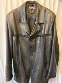 Мужская кожаная черная курточка  куртка тренч пиджак  52 l xl