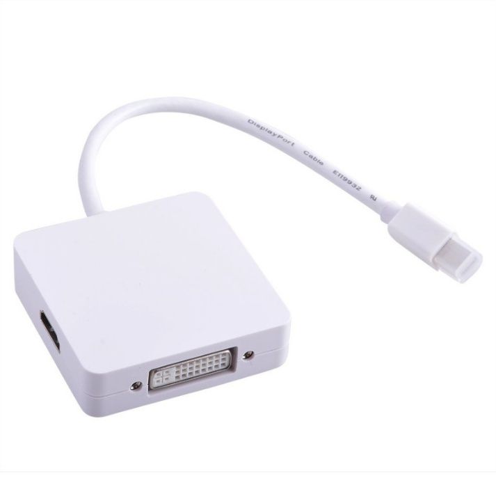 Adaptador Thunderbolt p HDMI VGA e DVI MacBook Displayport 3 em 1 NOVO