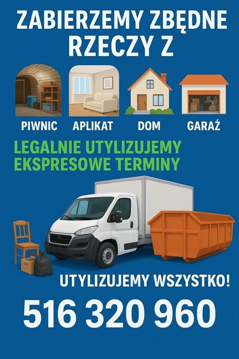 Wywóz utylizacja śmieci i mebli - Opróżnianie Mieszkań, Firm, Piwnic