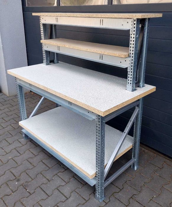 Stół warsztatowy podwójna nadstawka majsterkowic magazynowy garażowy