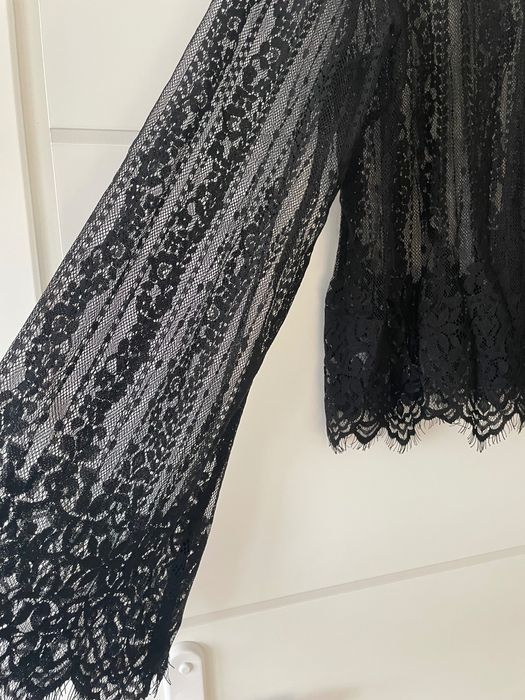 Elegancka koronkowa czarna bluzka H&M - r. 36