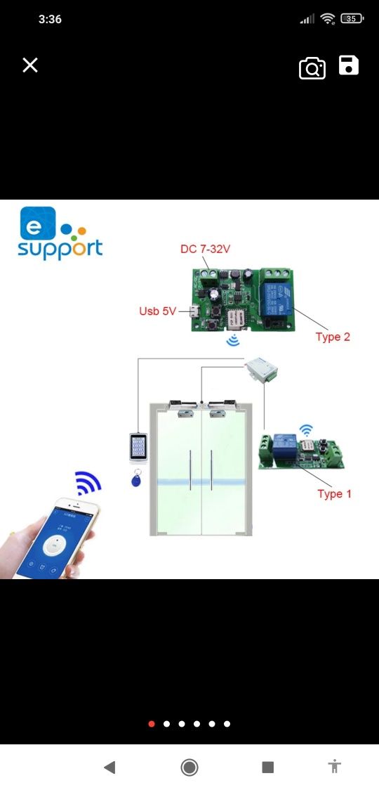 Relé wi-fi e 433mhz de 5/12/24/32v, abrir portão no telemóvel