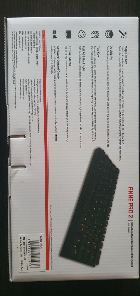 Klawiatura Mechaniczna Anne Pro 2 RGB BT 60% -  White Switch Kailh Box