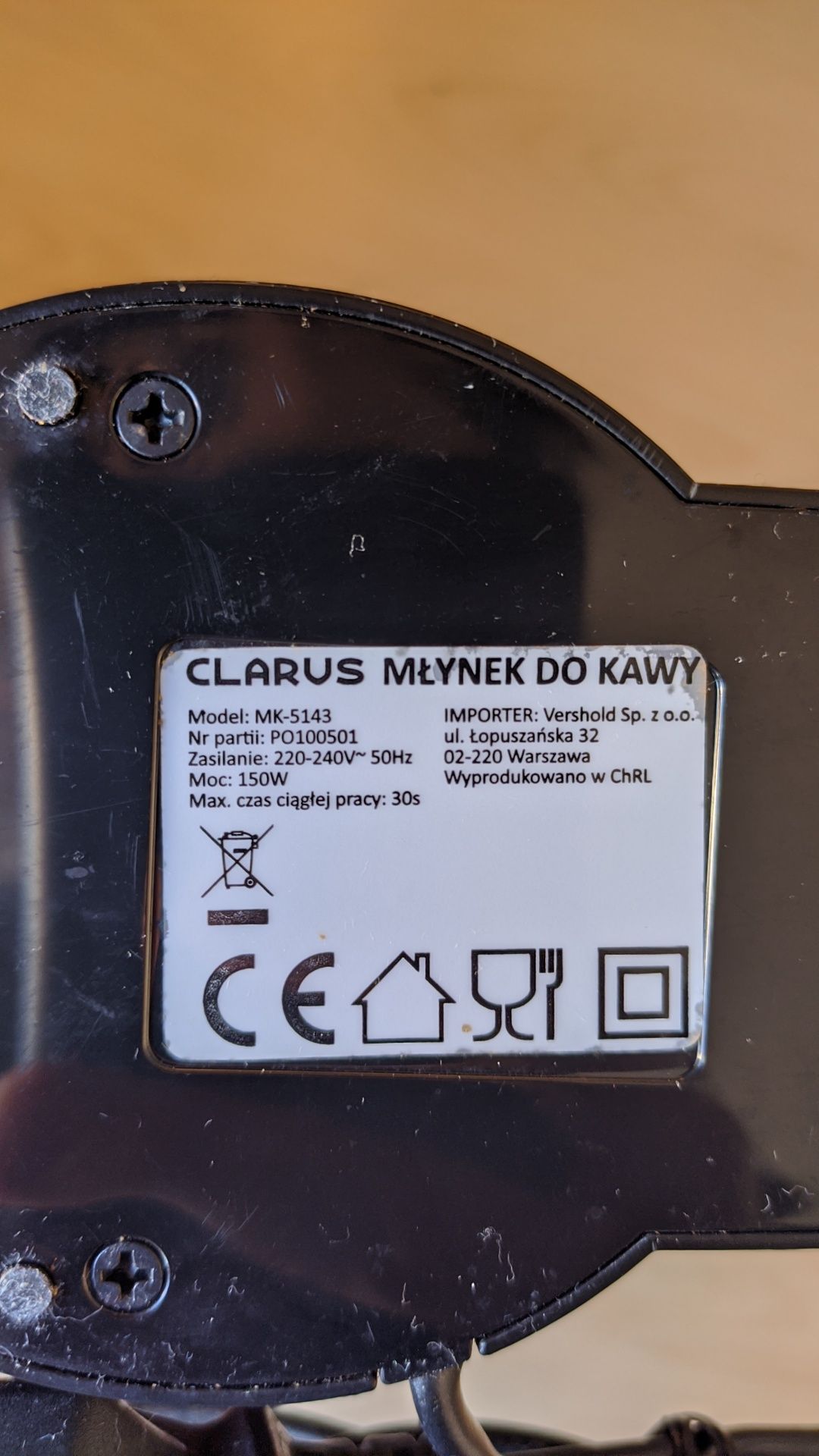 Elektryczny młynek do kawy CLARUS MK-5143