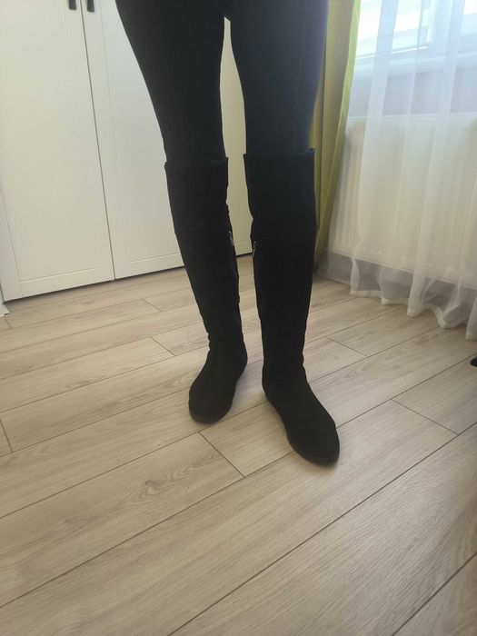 Сапоги» Ботфорты» зимние из натуральной замши , размер 40