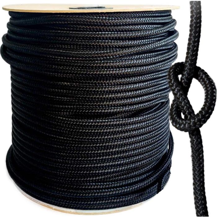 Lina Polipropylenowa 8mm CZARNA Pleciona ŻEGLARSKA sznurek MOCNA 10m
