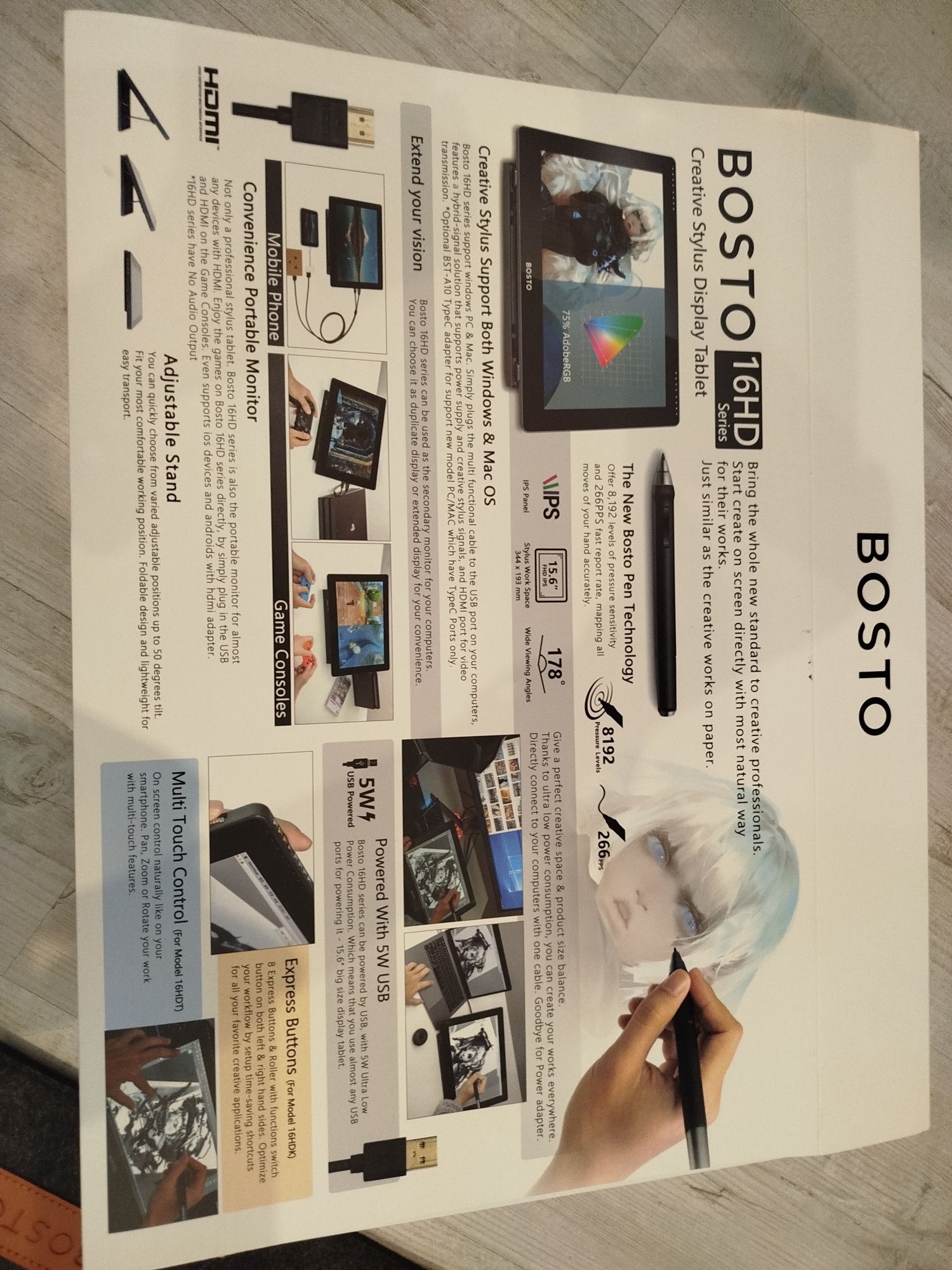 Tablet graficzny Bosto 16HD + akcesoria