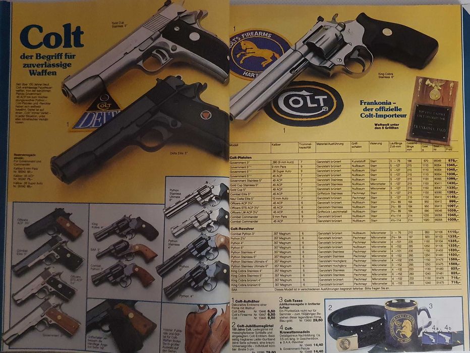 Catálogo Frankonia Jagd 1988/1989 - Caça, Armas, Vestuário, Facas