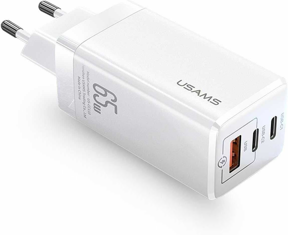 Зарядний пристрій USAMS US-CC110 1USB/2Type-C,QC/PD, 65 W Німеччина