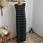 Nowa maxi sukienka Janina w czarno-białe paski, rozmiar 38 (M)
