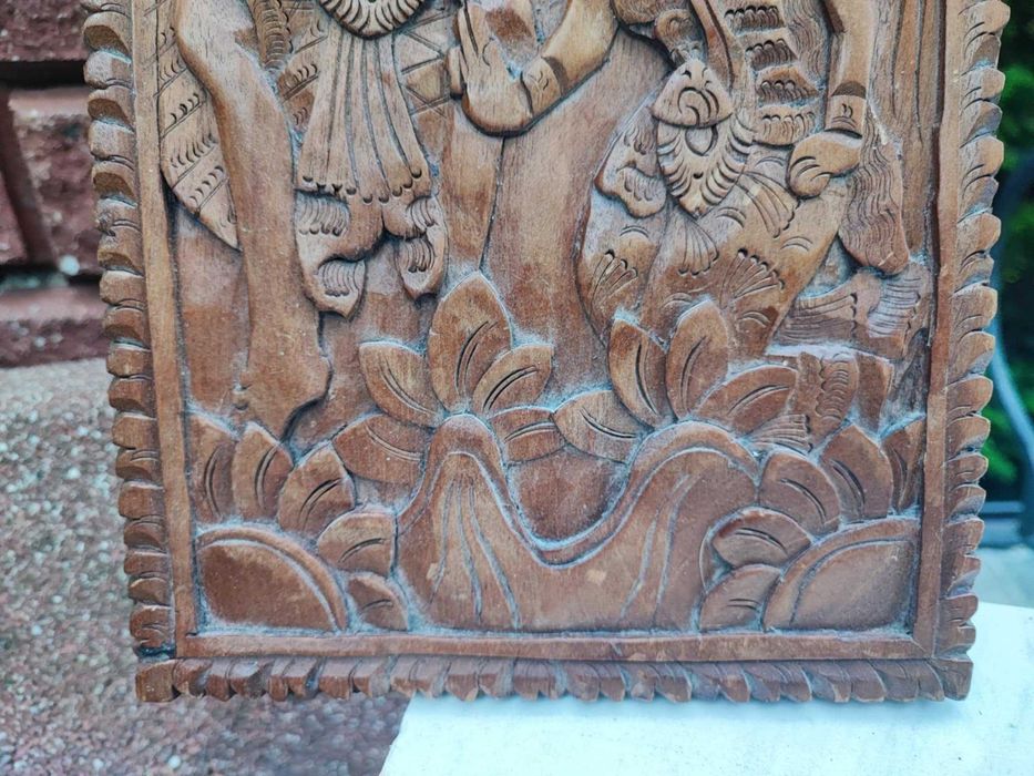 Płaskorzeźba orientalna,drewniana art deco,hebanowa