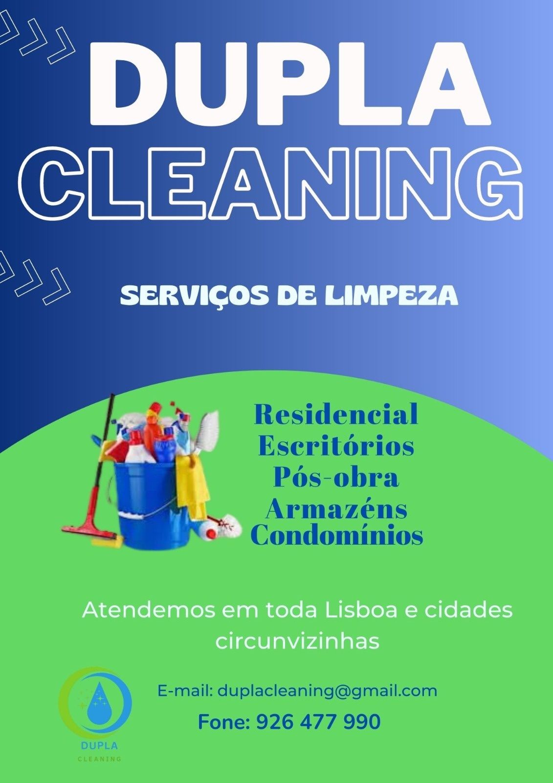 Dupla Cleaning Serviços de limpeza geral e de espaços comerciais.