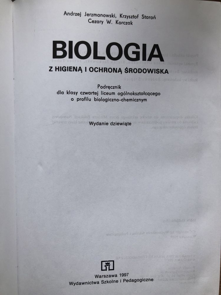 Biologia Andrzej Jerzmanowski Krzysztof Staroń Cezary W. Korczak