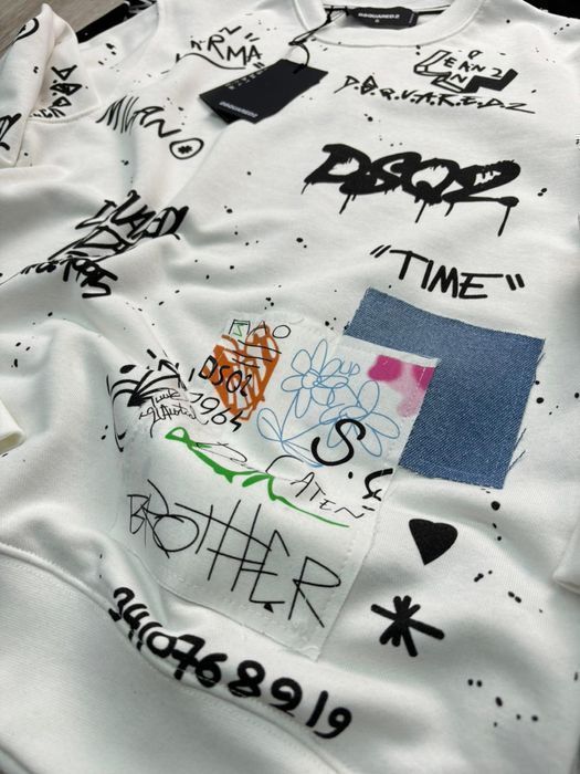 DSQUARED белый мужской свитшот реглан батник кофта худи