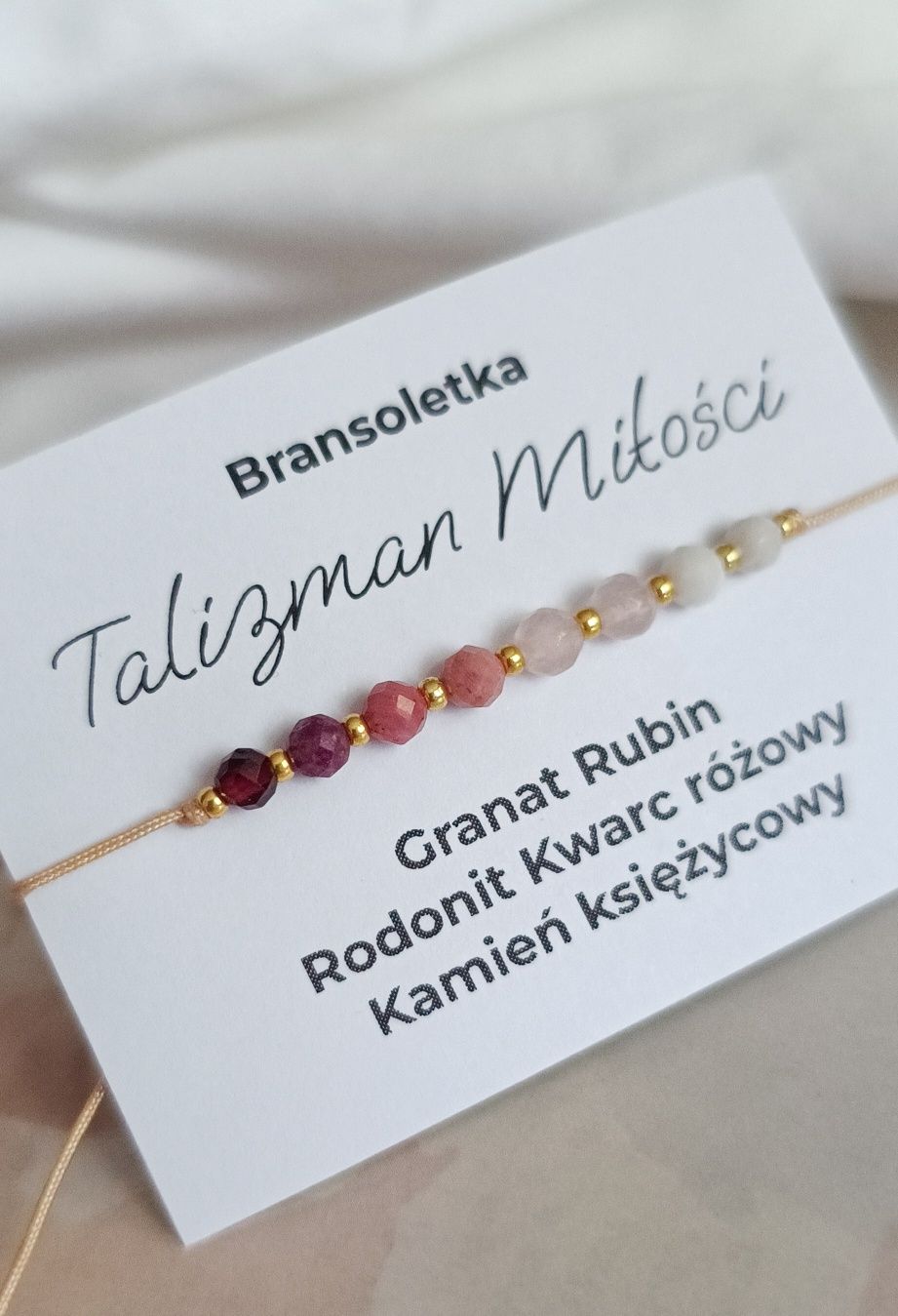 Kamienie miłości talizman Miłość kwarc rubin bransoletka minerały