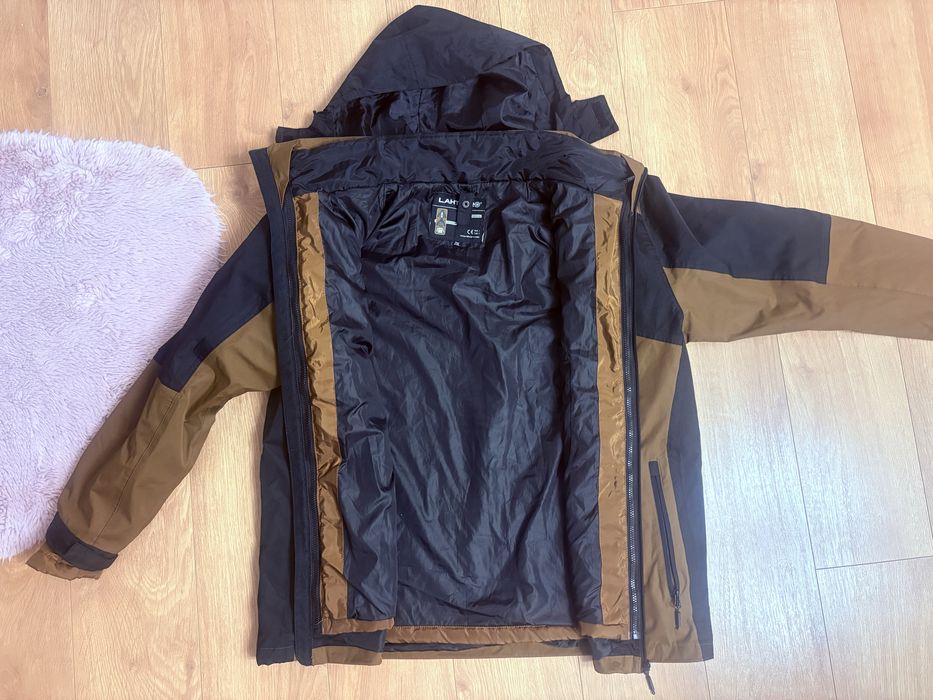 Kurtka ocieplana zimowa 3w1 z odpinaną podpinką brązowo-czarna