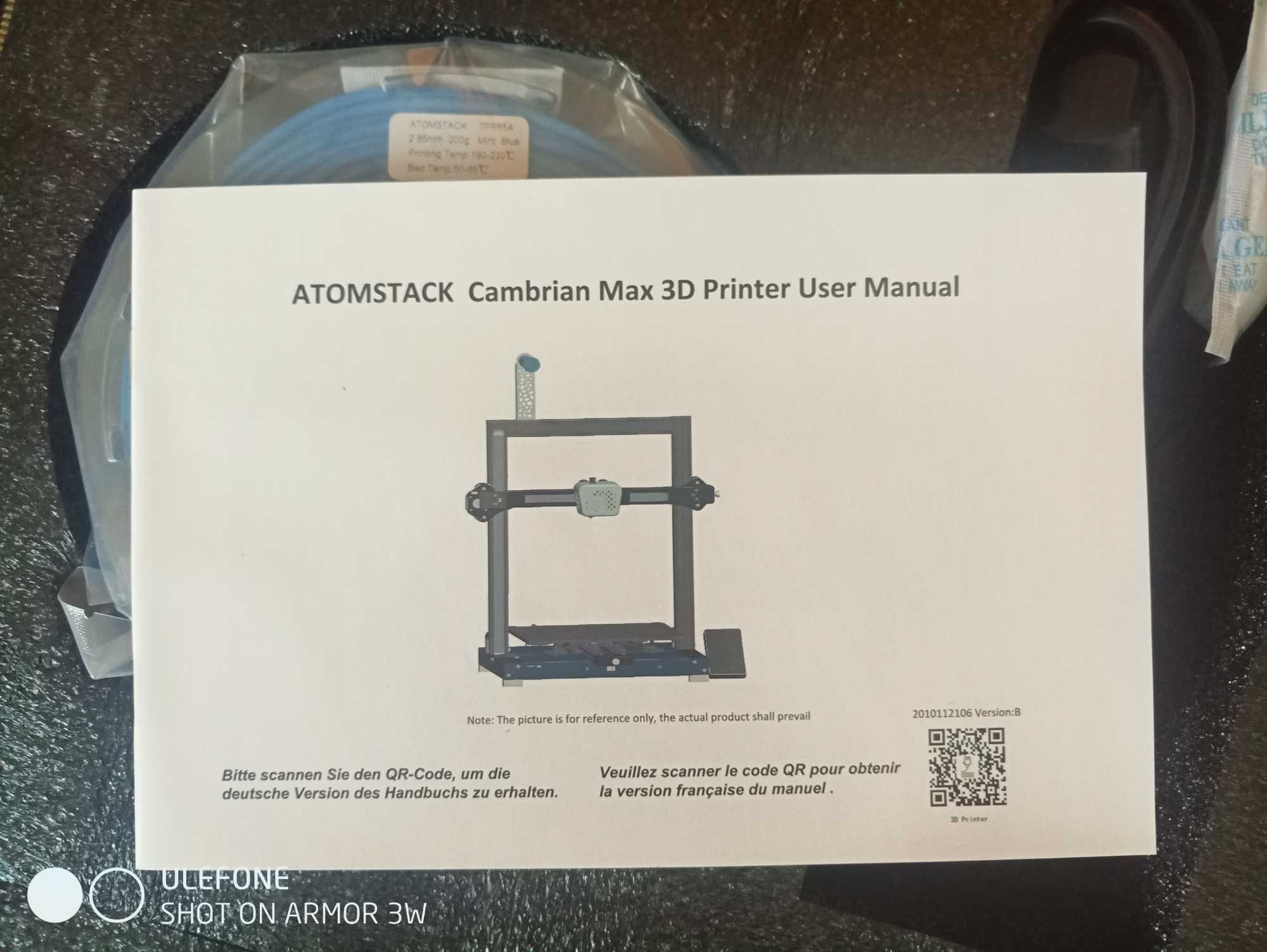 Drukarka 3D Atomstack Cambrian Max do druku filamentu gumowego TPR