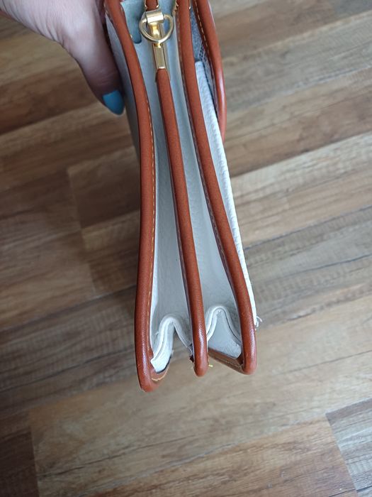 Torebka skórzana Dooney Bourke listonoszka kopertówka biała brązowa