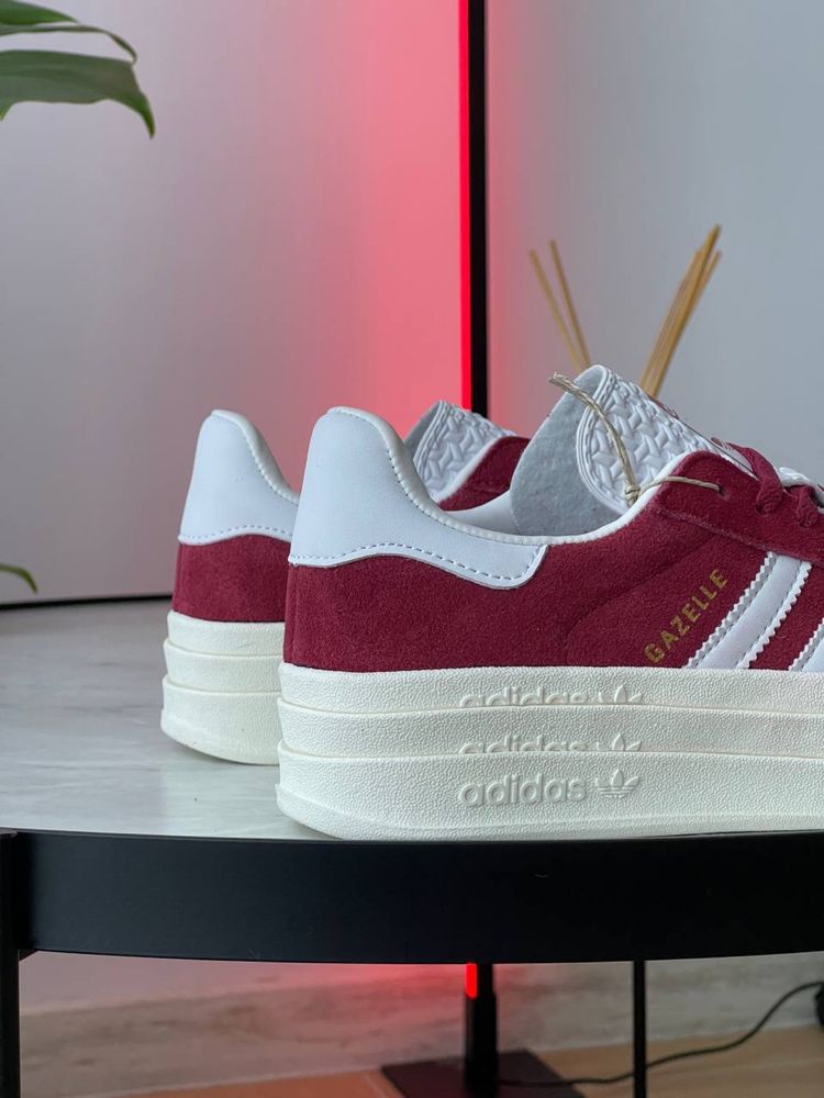 Жіночі кросівки Adidas Gazelle Bold Bordo | адідас газель