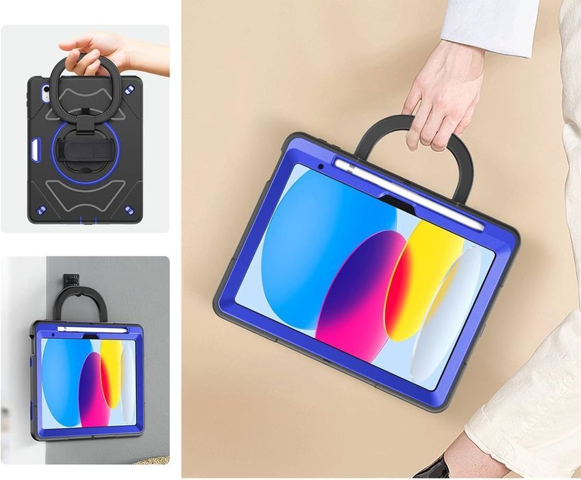 Etui do iPad Pro 11/Air 5/4 z Podstawką i Paskiem na Ramię Czarny