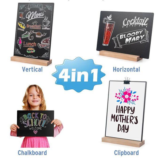 Zestaw 4 tablic kredowych ONUPGO z podstawą, 8 x 12 cal
