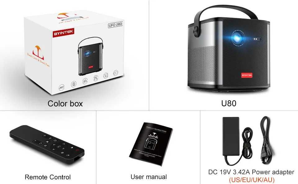 DLP Проектор Byintek U80Max акумулятор 15000мАг, офіційний, гарантія