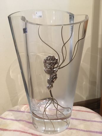 Prezent na urodziny wazon srebrna róża srebro 925 puchar szkło