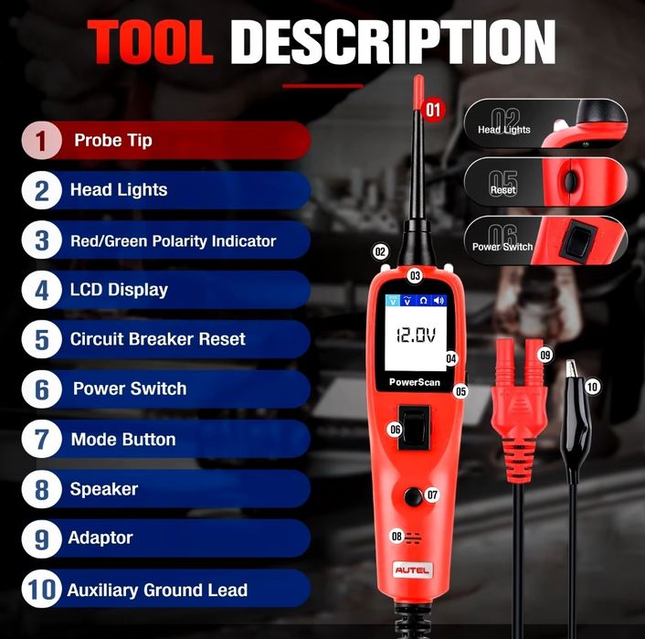 Autel PowerScan PS100 – Teste de Circuito Elé