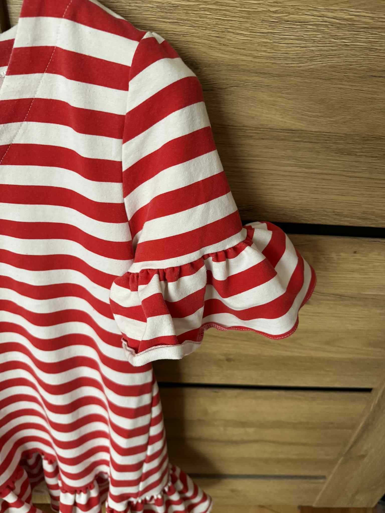 sukienka oversize, krótki rękaw, falbanki, rozmiar uniwersalny
w paski