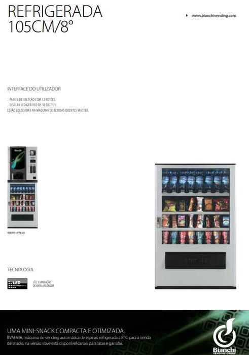 Combinado Bianchi Vending c/terminal Nayax | Bebidas quentes + Snacks