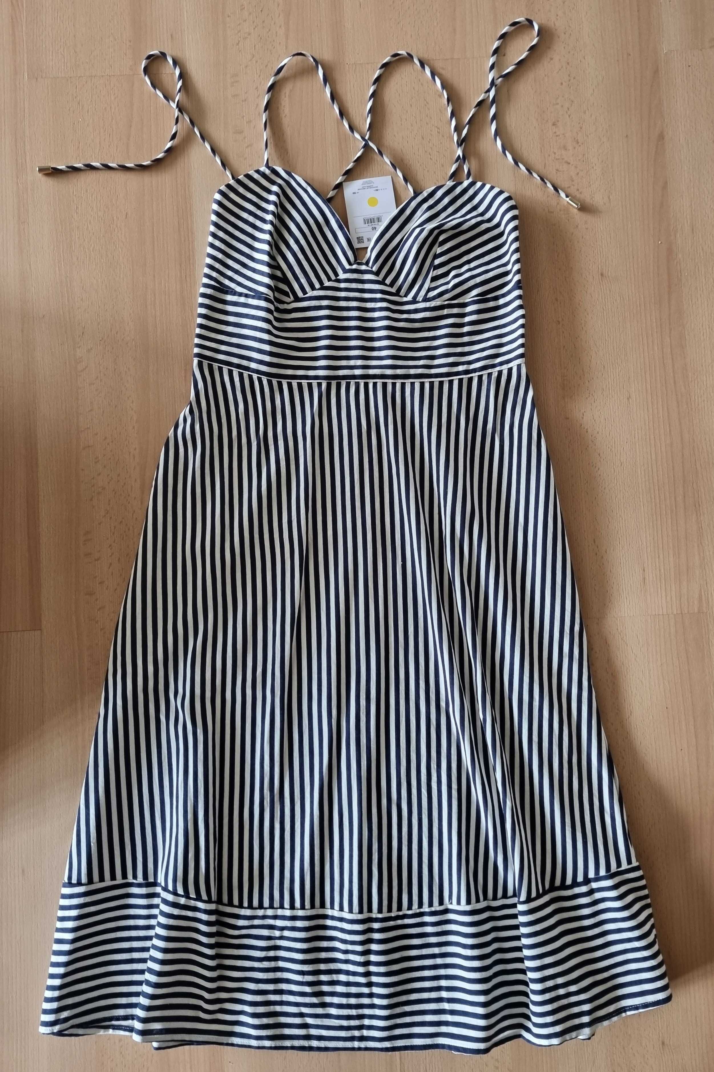 Sukienka mohito 40 w paski marynarska bawełna pin up