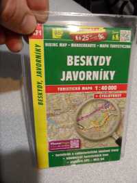 Mapa turystyczna czechy Beskidy Jaworniki Beskydy Javorniky Shocart