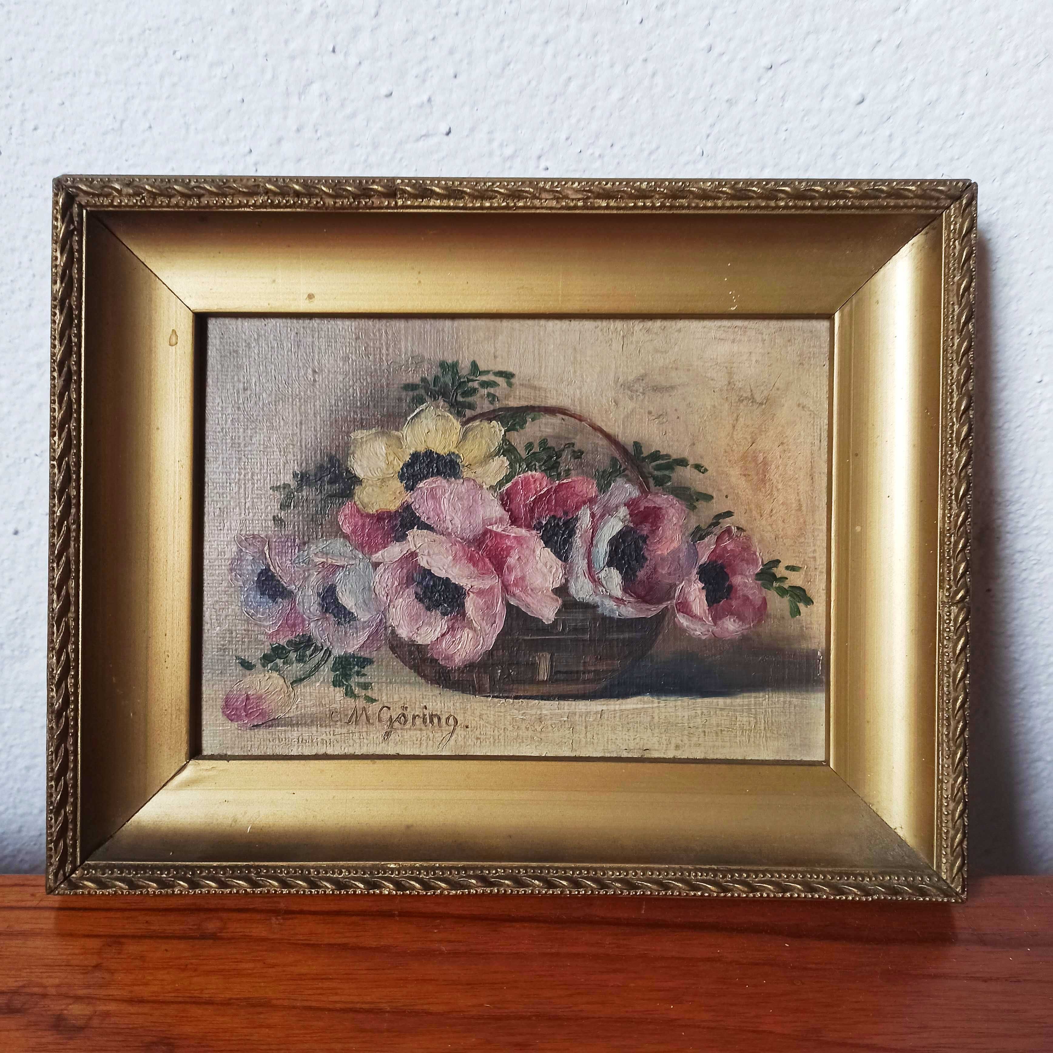 Obrazek vintage martwa natura kwiaty anemony