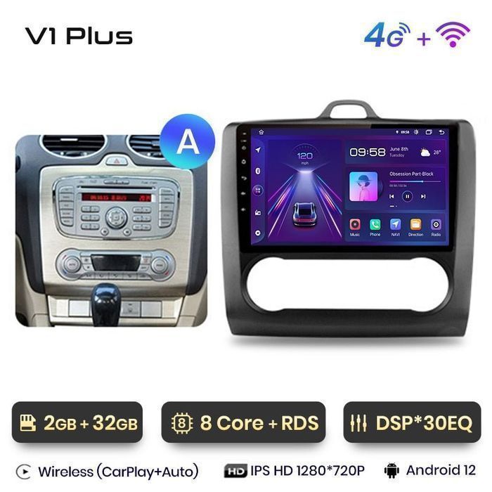 Radio nawigacja Ford Focus 2 Mk2 2004 - 2011 CarPlay Android 2GB Plus