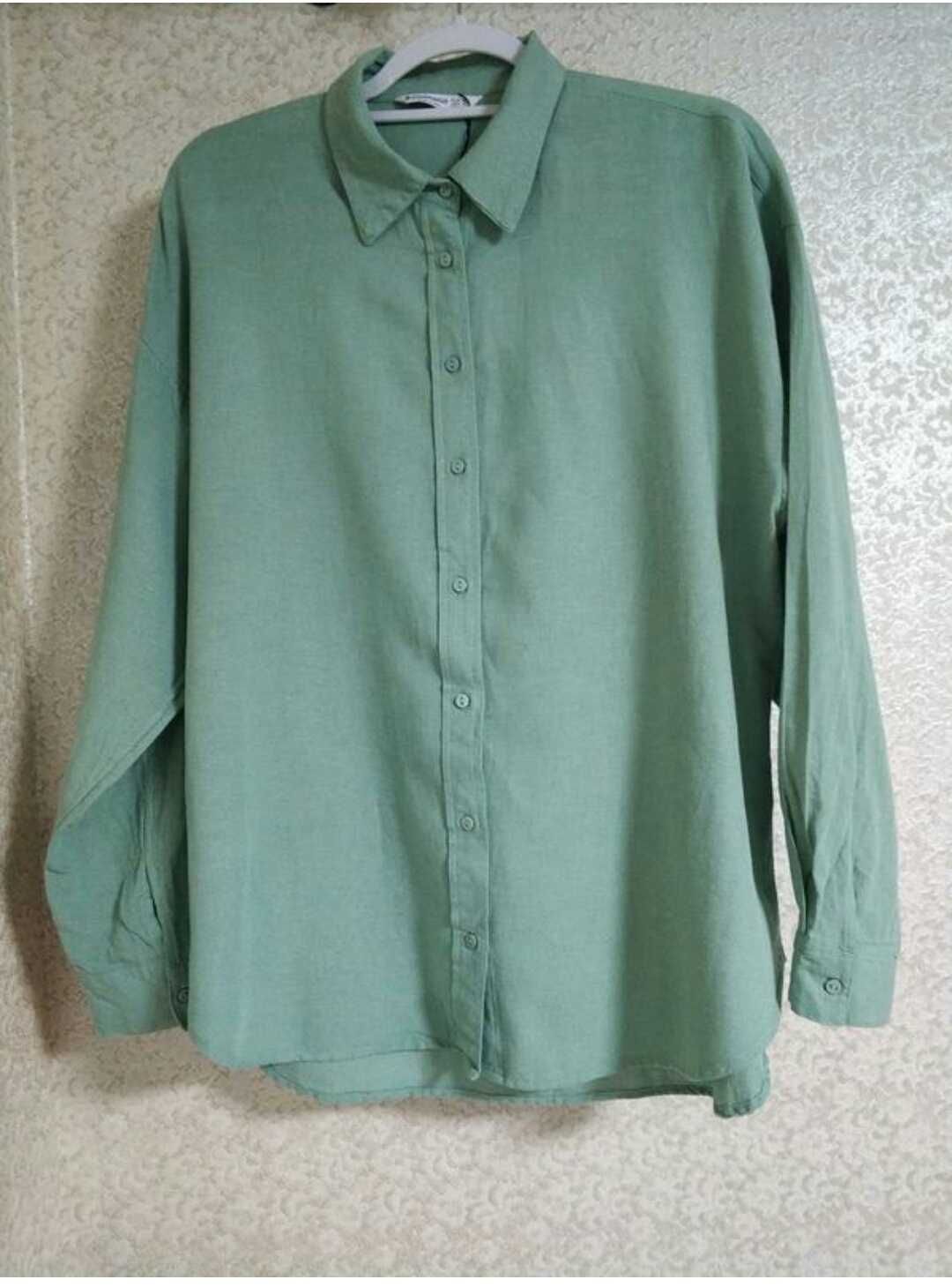 Сорочка рубашка оверсайз віскоза котон льон бренд stradivarius, р.xl