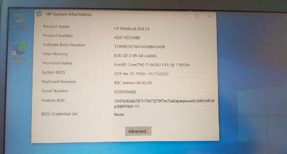 Laptop HP EliteBook 830 G5 i7-8650U