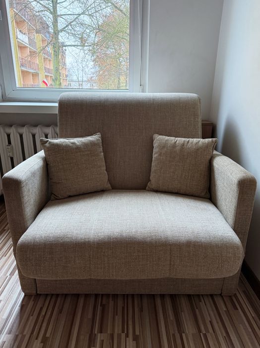 Sofa 1 osobowa Unimebel Tuli 09, beżowa, 194x90 cm, sprężyna, drewno