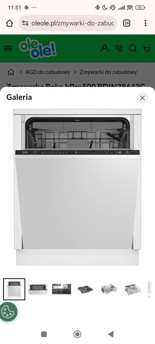 Zmywarka Beko automatyczne otwieranie drzwi +szuflada na sztućce