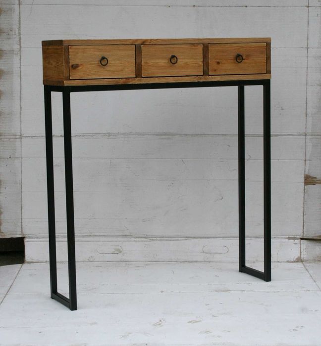 konsola loftowa industrialna stare drewno stal szuflady