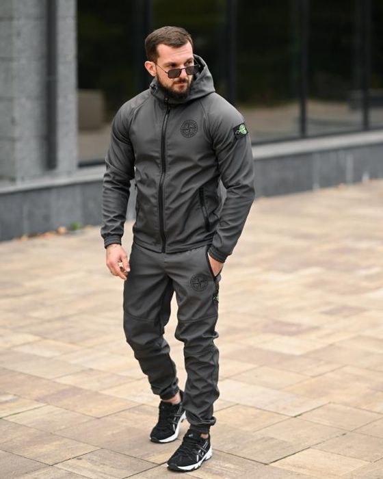 Чоловічий спортивний Softshell Зимовий костюм Stone grot grey