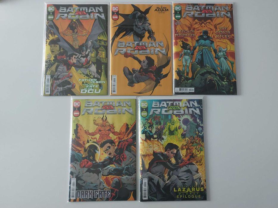 Batman vs Robin 1 2 3 4 5 (komplet). Komplet komiksów DC.