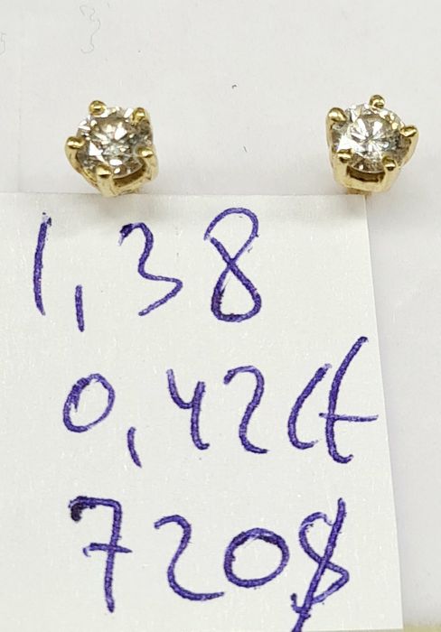 Продам золотые серьги-гвоздики с бриллиантами и полудрагоценными камня