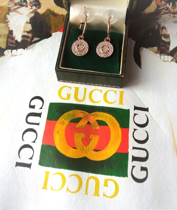 Guess Pozłacane Złote Klasyczne Kolczyki Koła Kółka Obręcze jak Gucci