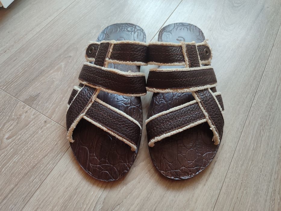 Мужские кожаные шлепанцы, новые