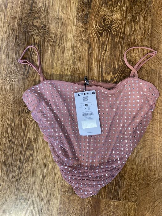 Brokatowy top Bershka M diamenciki viral święta sylwester