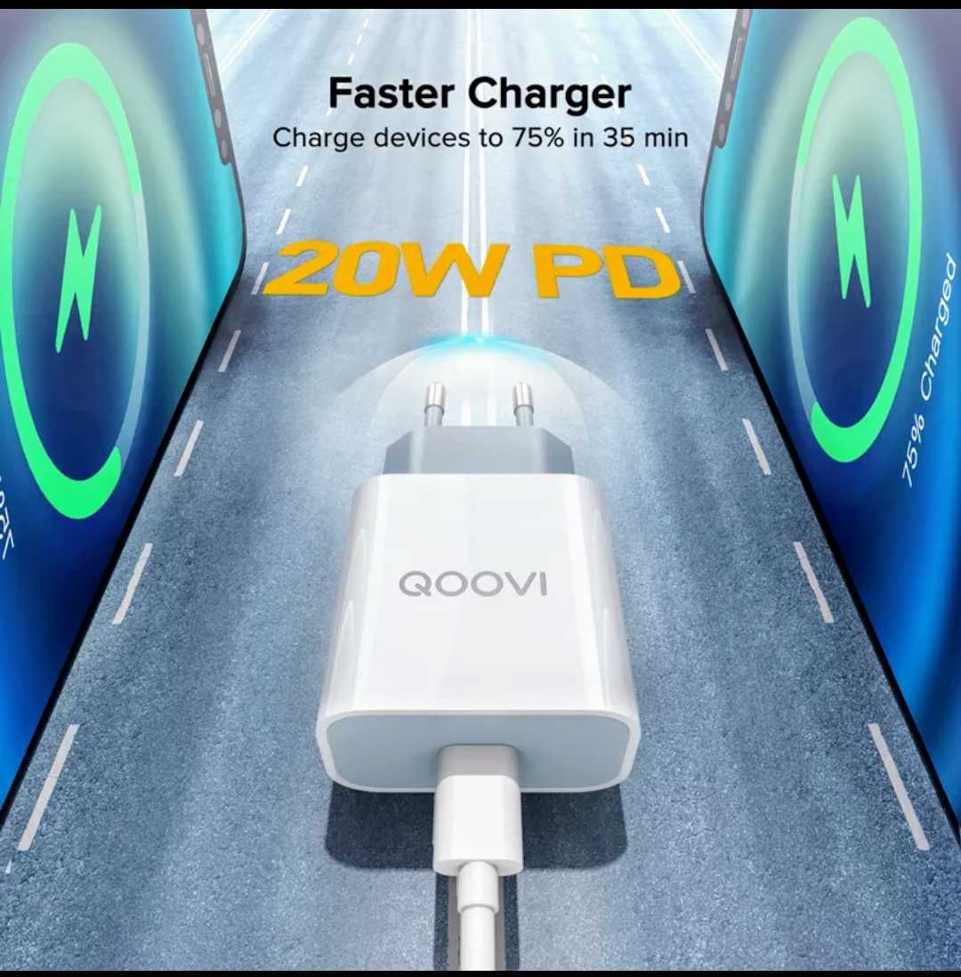 Быстрая зарядка QOOVI 20W PD Type-C