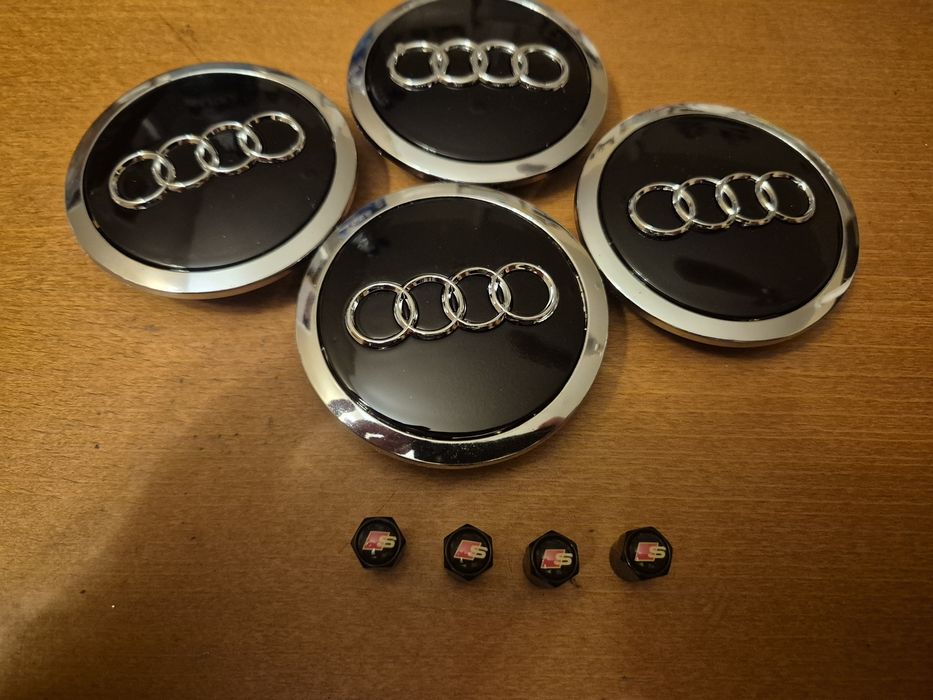 dekielki kołpaki w alu felgi do audi czarny polysk  średnica 70/57mm